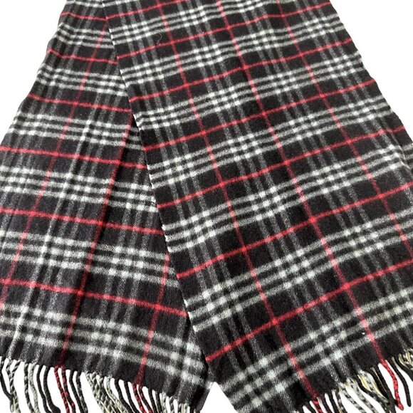 Burberrys Classic Check Scarf Black 100% Cashmere Unisex Scarf Made In England - Picture 3 of 7